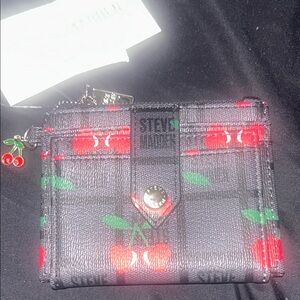 Steve Madden Black Wallet with Cherry Design